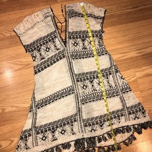 Free People Fringed dress tunic sweater lace up XS